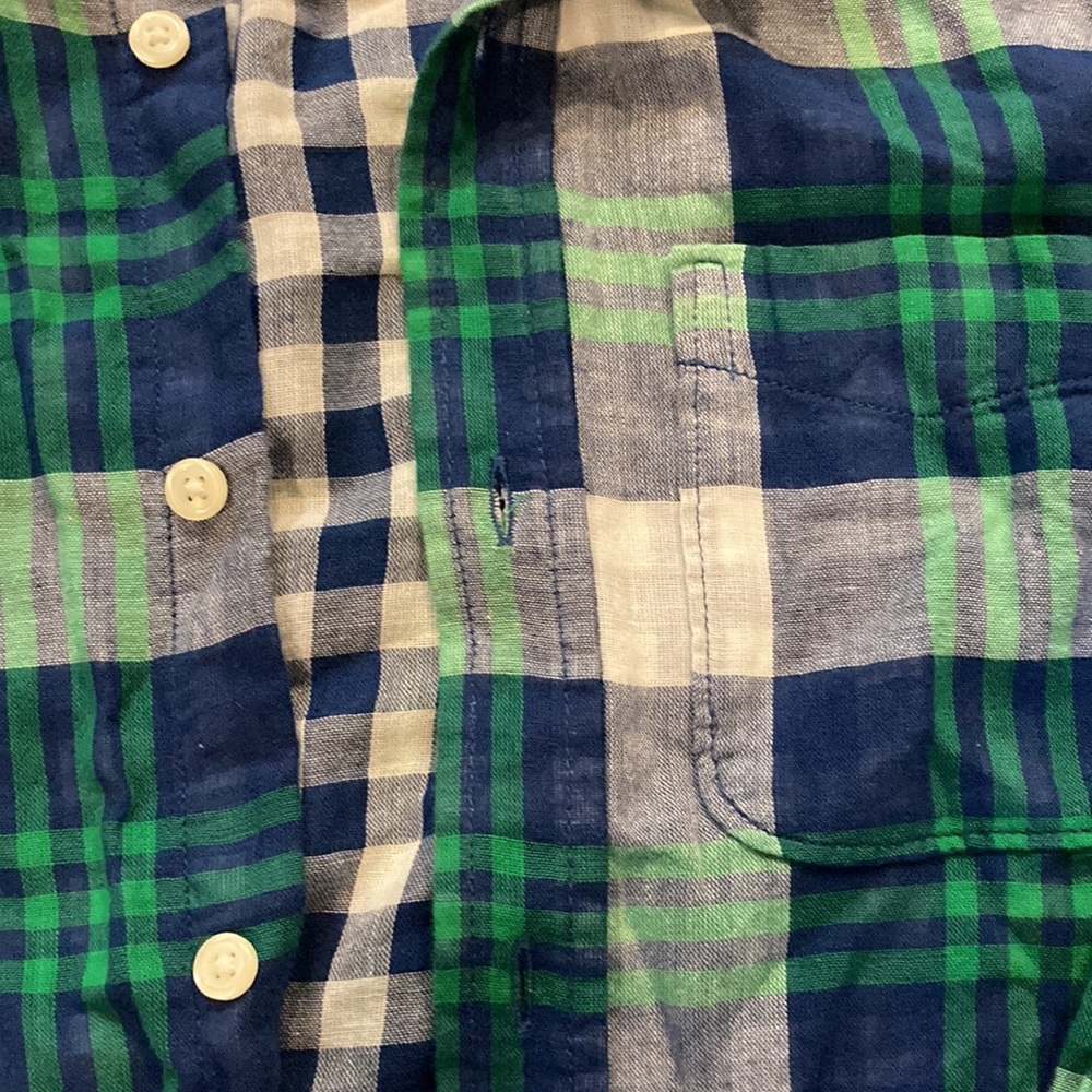 Gap Kids Boys (Size XL) Green,Blue,&White Plaid Button Down Shirt - Picture 3 of 4